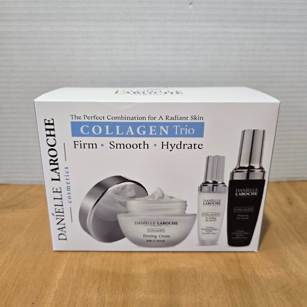Danielle Laroche Cosmetics Collagen Trio Firm Smooth Hydrate Face Eye New in Box